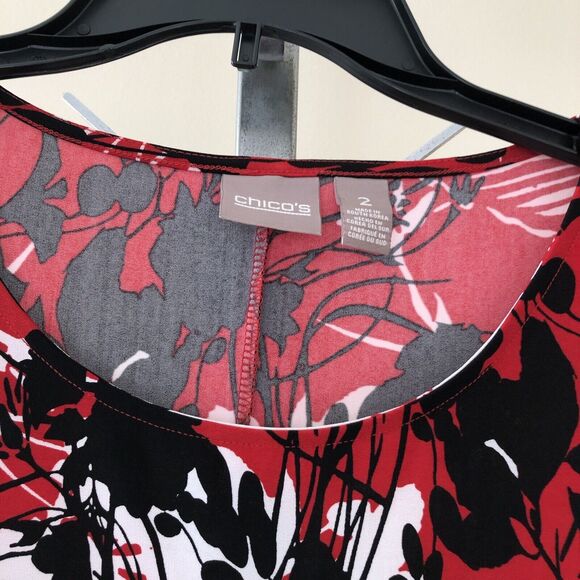 Chico's Womens Tunic Top Size 2 (Large) Open sleeves attached with buttons - Picture 5 of 13